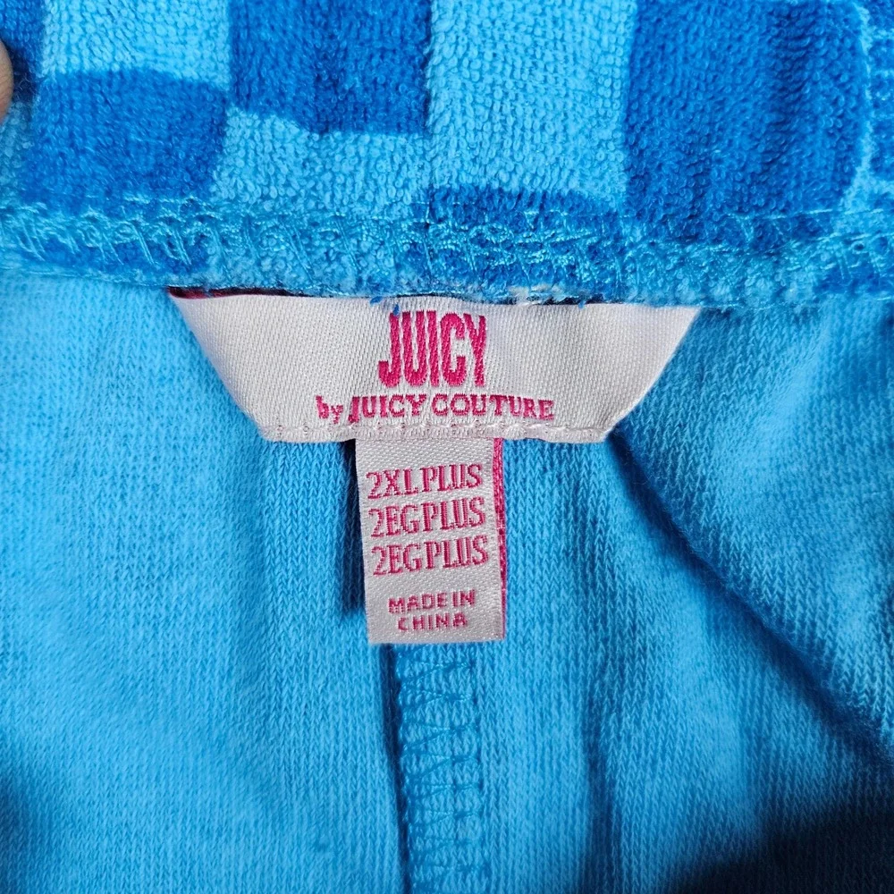 Juicy Couture Blue Checkerboard Terry Cloth Lounge Shorts‎ 2XL Plus